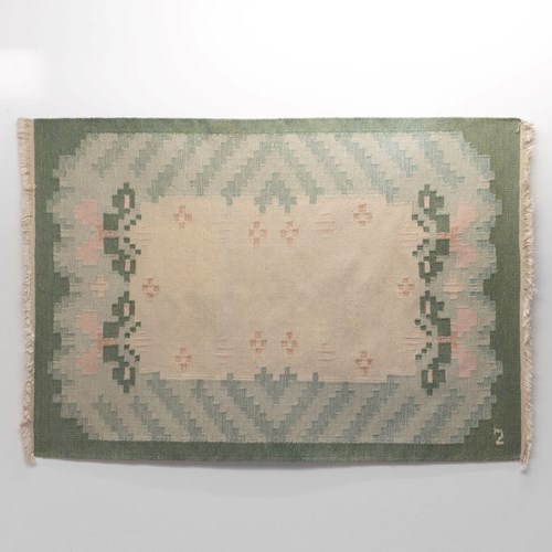 Swedish Kilim Signed IJ
