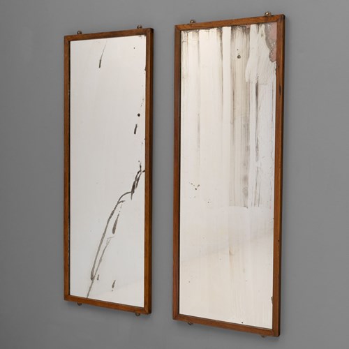 Pair Of Oak Framed Mirrors