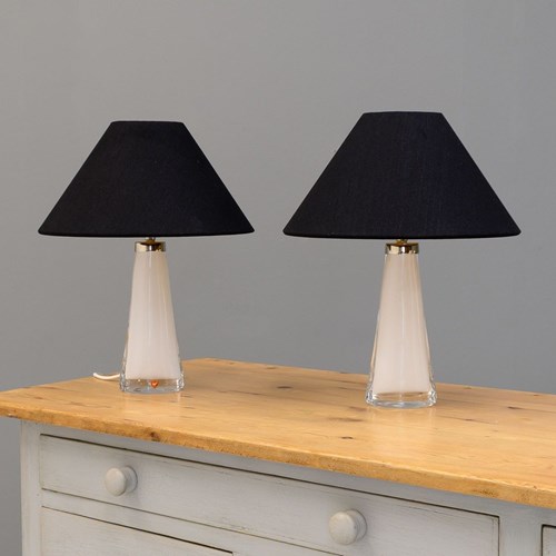 Pair Of Glass Table Lamps By Orrefors