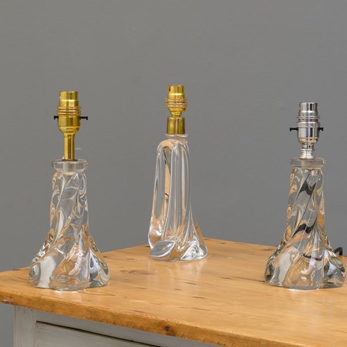 Set Of Three Clear Glass Lamps