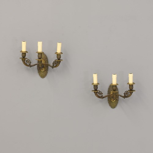 Pair Of Bronze Wall Lights