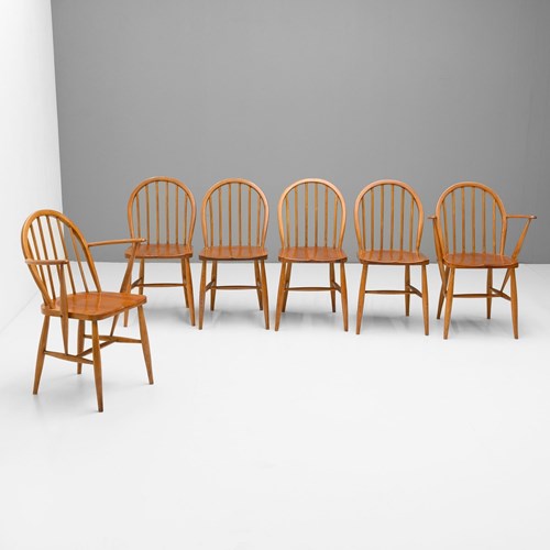 Set Of Six Ercol Dining Chairs