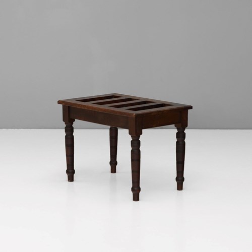 Oak Luggage Stand On Turned Legs. Circa 1900.