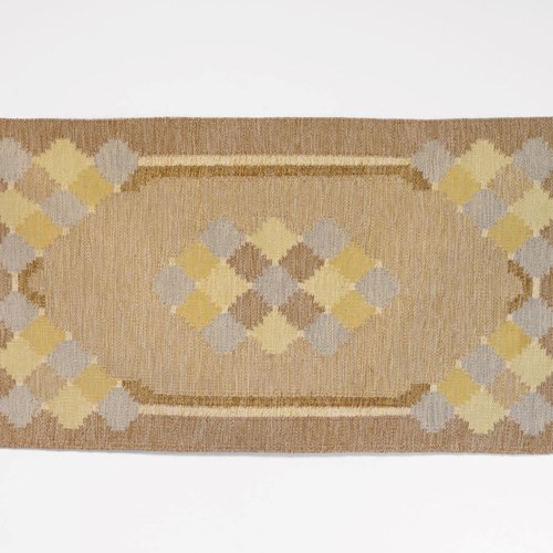 Mid-Century Swedish Kilim Signed JK