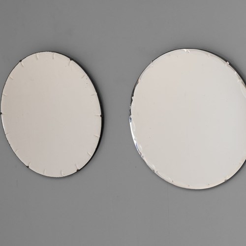 Pair Of Frameless Circular Mirrors