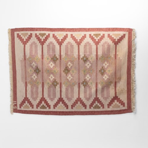Swedish Kilim In Tones Of Red