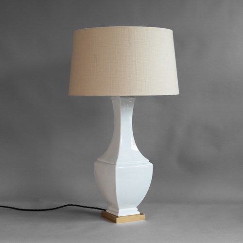 Mid-Century Large White Ceramic Lamp