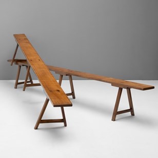Pair Of Long Cherry Benches