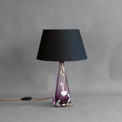 Val St Lambert Glass Table Lamp