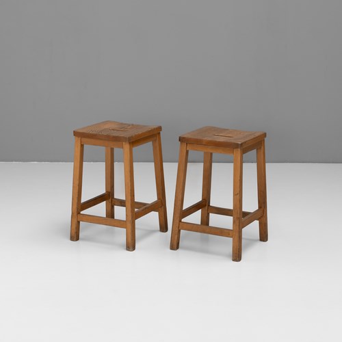 Pair Of Pine Lab Stools