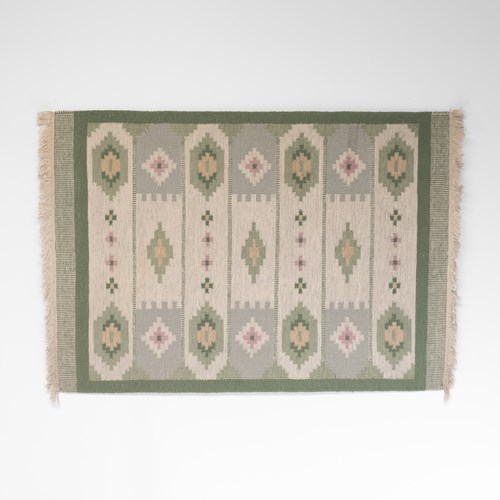 Swedish Kilim In Tones Of Greens
