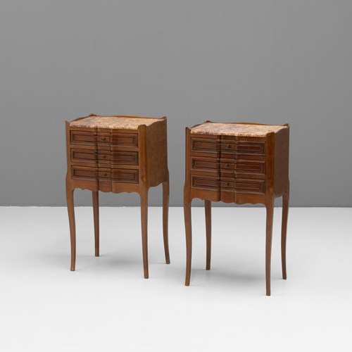 Pair Of Marble Top Bedsides
