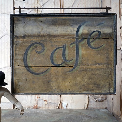 Large Early 20Thc Double-Sided Sign Written Advertising Sign; 'Café’ C.1920
