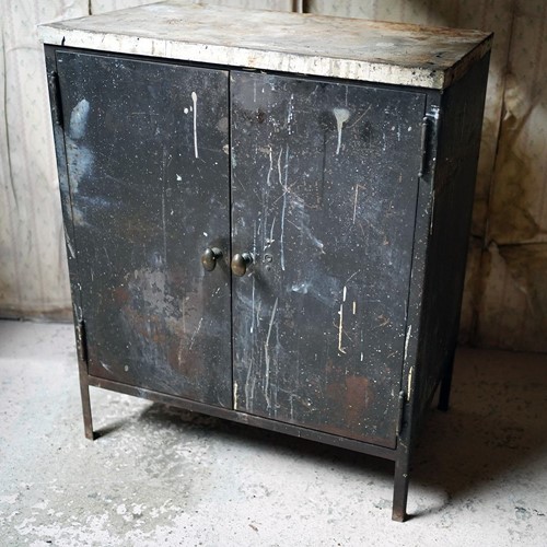 Black Painted Steel Industrial Side Cabinet c.1940