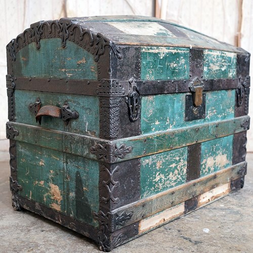 Mid-Victorian Painted Pine Dome-Topped Travelling Trunk C.1875-85