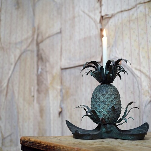 Patinated Bronze French Pineapple Fountain Centrepiece Candelabra C.1900