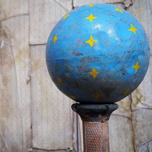 Painted Sheet Metal Circus Performance Balancing Act Ball On Stand C.1940