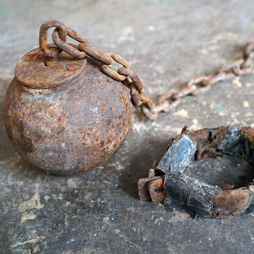 Convicts Iron Ball & Chain With Ankle Shackle C.1900