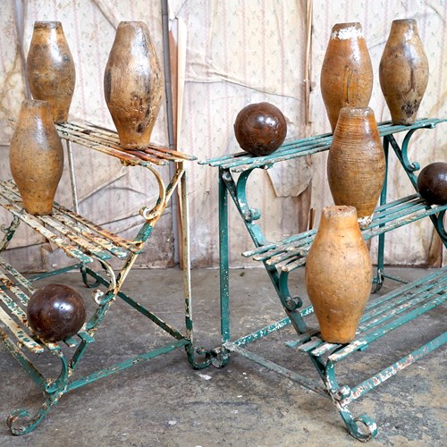 Pair Of Early 20Thc Painted Cast Iron Three-Tier Plant Stands C.1920-40