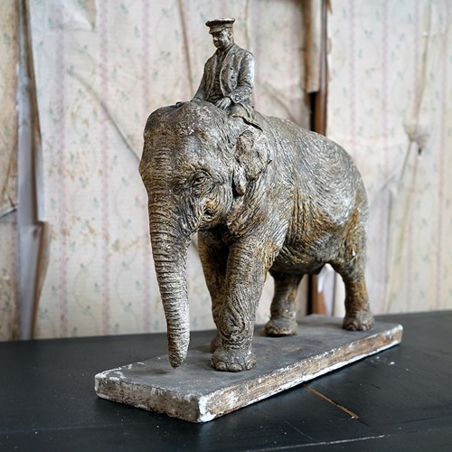Painted Plaster Sculpture Of An Elephant & Handler; Frederick Thomas Daws