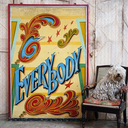 Very Large Mid-20Thc Fairground Waltzer Aluminium Painted Panel; “Everybody”