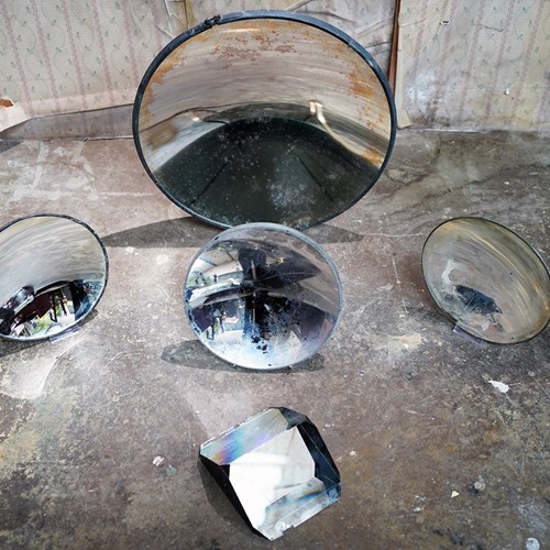 Collection Of Five Mid-20Thc WWII Period Parabolic Concave & Prism Mirrors