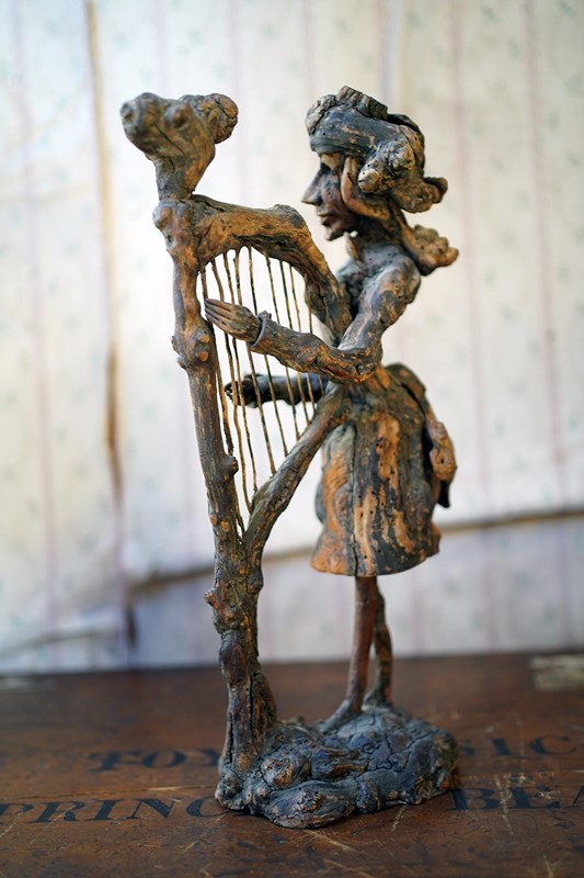 Unique Irish Carved Fruitwood & Burl Root Folk Art Figure Of A Lady & Harp-doe-and-hope-folkartharpfigure12-main-638048039362746812.jpg
