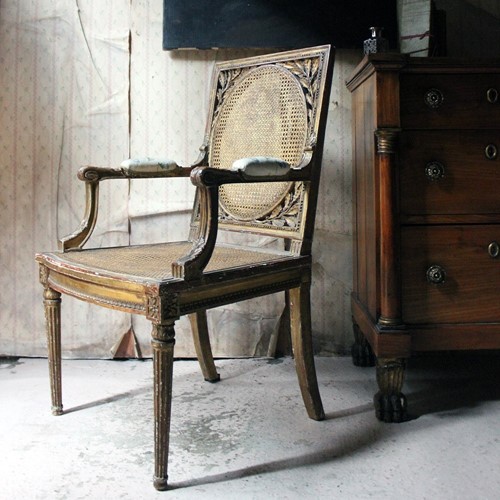 Fine French Carved Giltwood Open Armchair c.1880