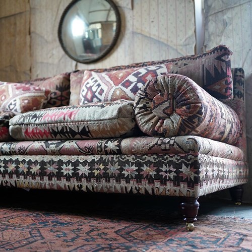 George Smith Three-Seater Kilim Upholstered Bolster Sofa