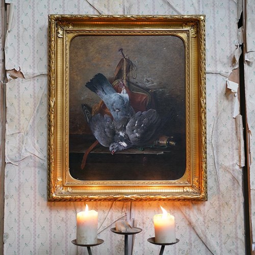 19Thc Oil On Canvas Still Life Of Hanging Game By Theodor Henrik Lundh C.1880