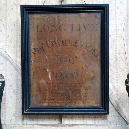 Regency Period English School Ink On Plaster; Long Live Phil Davies. Cooke Esqr.