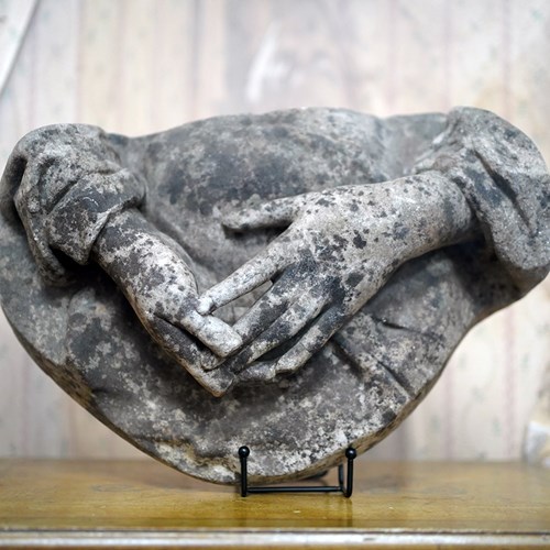 Finely Carved Marble Study Of A Pair Of Hands By Frederick Hawkins Piercy C.1880