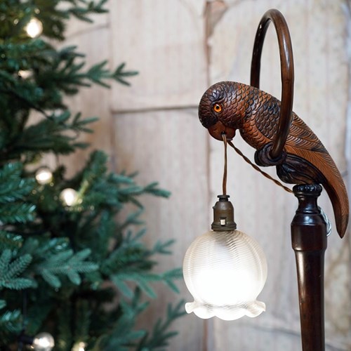 Unusual Early 20Thc Novelty Carved Table Lamp Modelled As A Parrot C.1920