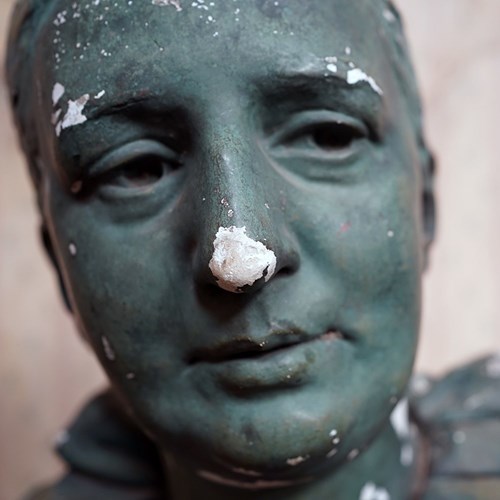 Early 20Thc Green Painted Plaster Bust Of A Lady C.1900-20