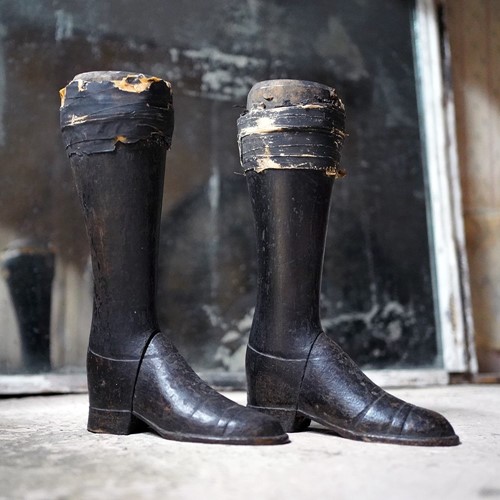 Pair of 19thC French Painted Pine Mannequin Legs