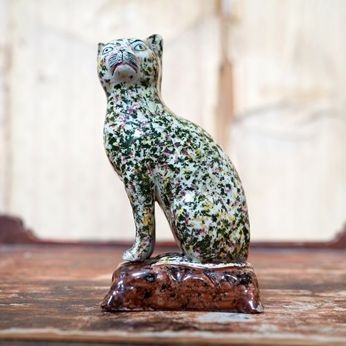 Rare 19Thc Scottish Pearlware Figure Of A Seated Cat C.1830