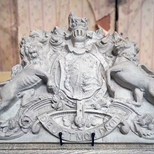 Late 19Thc Plaster Armorial Of The Royal Coat Of Arms C.1900