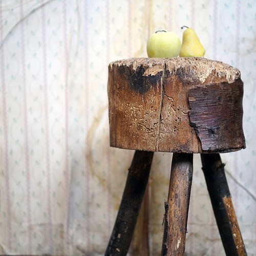 Early 19Thc Primitive French Elm Chopping Block C.1810
