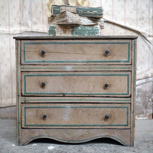 Rare Regency Period Painted Pine Miniature Apprentice Chest Of Drawers C.1810