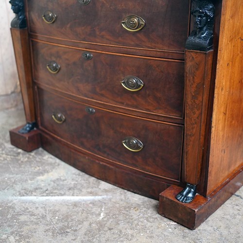 Regency Period Mahogany & Ebonised Egyptian Revival Chest Of Drawers C.1810