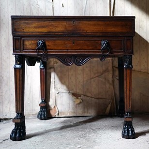Regency Mahogany Writing Desk In Ma...