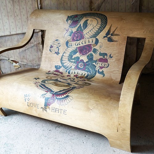 John Richmond; The Tatoo’D Icon Collection; A Two-Seater Plywood Armchair 2022