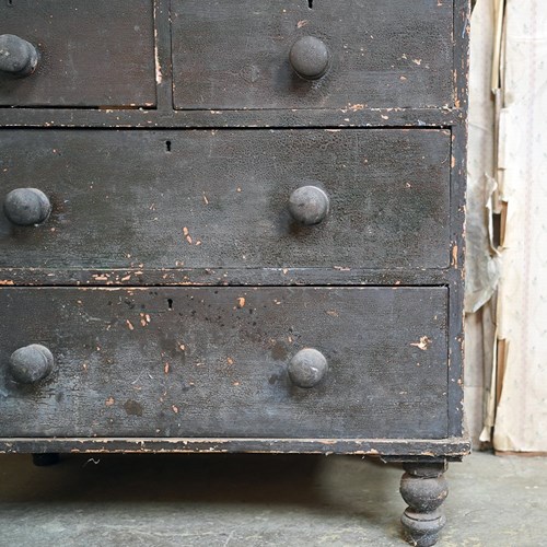 Late Victorian Black Painted Chest Of Drawers C.1880-90