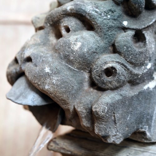 17Thc Carved Limestone Rain Head Waterspout Gargoyle C.1600-50