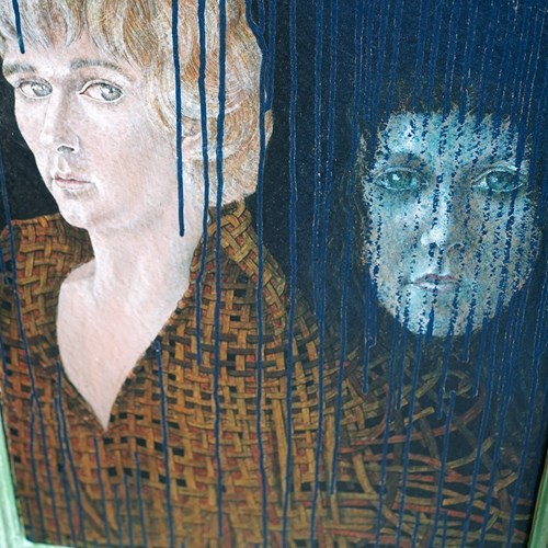 Oil & Mixed Media Surrealist Portrait On Board By John Rutherford Armstrong ARA