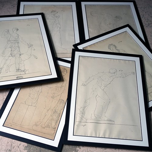 Group Of Six Large Framed Lithographs For Sculpture; Mattheus Ignatius Van Bree 