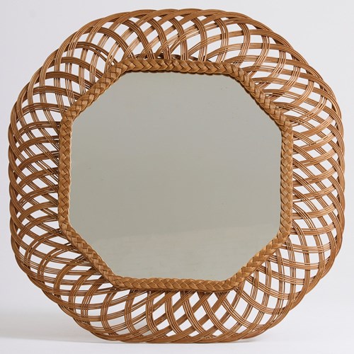 Large Octagonal Wicker Mirror