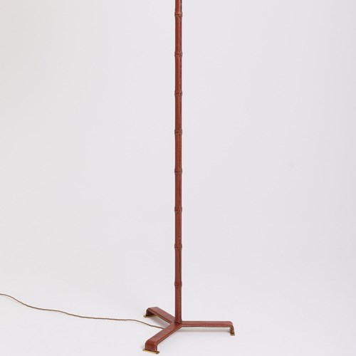 Leather Floor Lamp By Jacques Adnet