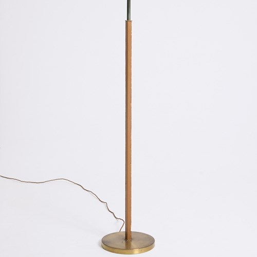 Brass And Faux Leather Floor Lamp