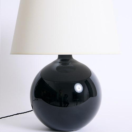 Art Deco Black Glass Table Lamp